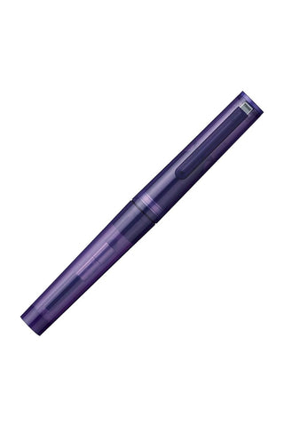 Translucent violet capped fountain pen with metal nib and clip