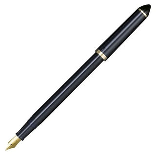 Dark blue fountain pen with gold cap ring and pointed gold nib