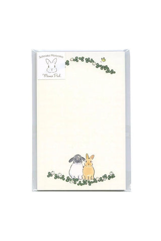 Memo pad set with white bunny border and flower garland