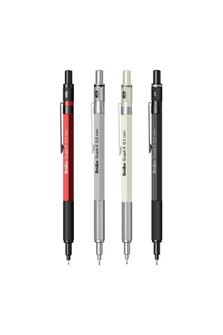 Mechanical pencil set, Graph-X 0.5mm in red, silver, white, and black