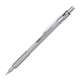 Silver Graph-X 0.5 mm mechanical pencil with textured grip and metal tip