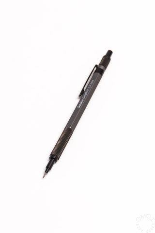 Dark gray mechanical pencil with 0.7mm tip and ribbed grip