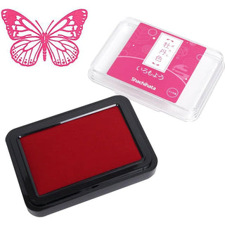 Large stamp ink pad with red ink, clear lid and black plastic base