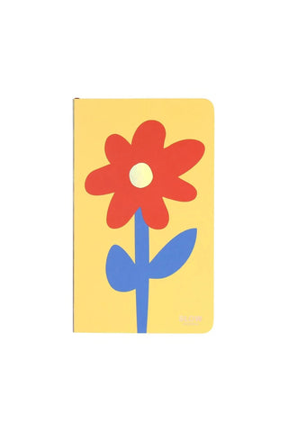 A6 slim open-dated diary with yellow floral cover, red flower and blue stems