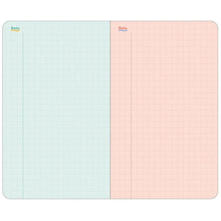 A6 slim diary open to mint and pink grid pages with “Date” headings