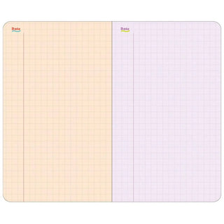 A6 slim diary open with peach and purple grid pages labeled “Date”