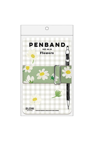 Flowers-themed pen band package with metal clip and green floral design