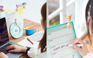 Sonny Angel Hippers mini figurine on desk organizer with calendar board