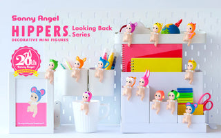 Sonny Angel Hippers Looking Back Series mini figurines on shelf display