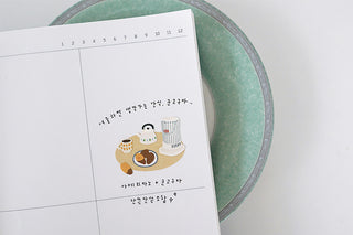 Grandpa's room sticker sheet page with cartoon grandpa at desk, numbers and text at top