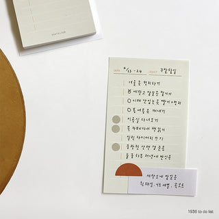 Cream To-Do checklist sticky note with numbered items and orange task section