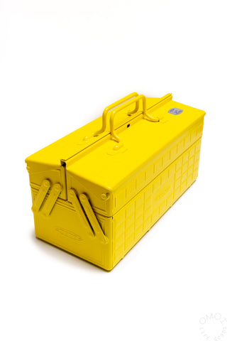 Yellow TOYO STEEL cantilever toolbox with molded handle and latch on top