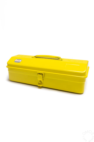 Yellow TOYO STEEL Y-350 toolbox with top handle and front clasp