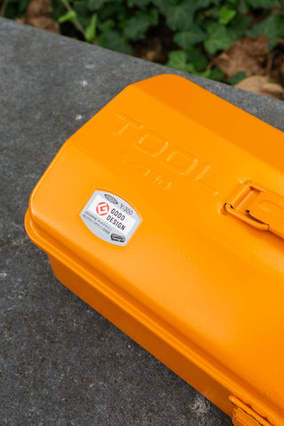 TOYO STEEL orange toolbox lid with molded text and product label