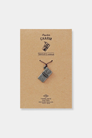 Pewter charm for Traveler's notebook, small book shape on dark cord