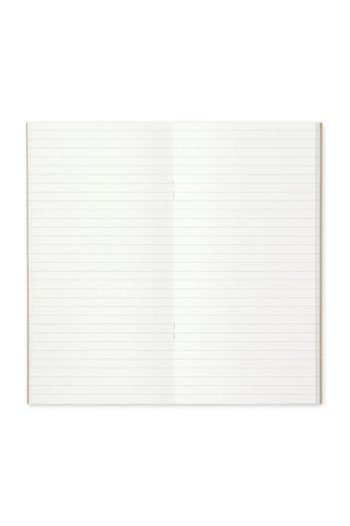 Open lined notebook with white ruled pages in a matching cover