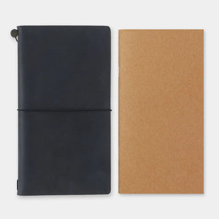 Two blank notebooks: black cover on the left and tan cover on the right