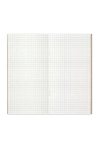 Grid notebook with white pages featuring light gray square grid, shown flat