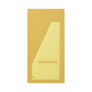 Yellow large pocket sticker insert with tan slot and angled pocket outline