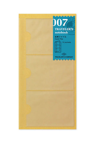 Traveler's notebook card file, yellow cover with three horizontal card pockets