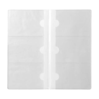 Traveler's notebook card file, white open organizer with three pocket sections