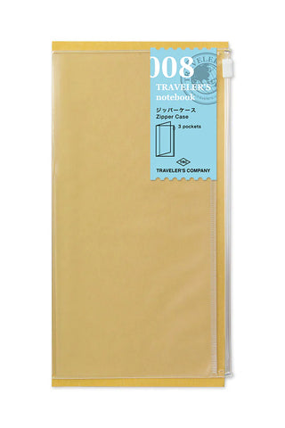 Traveler's notebook 008 zipper case, tan cover with top zipper closure