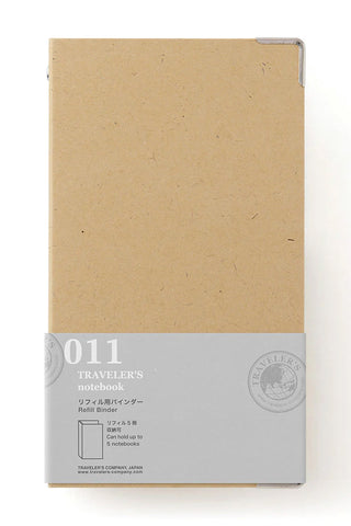 Traveler's notebook 011 archive binder, kraft tan cover with gray binder corners