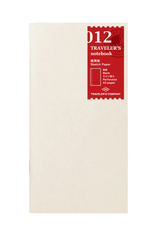 Beige Traveler's sketch paper notebook with red 012 label on the front