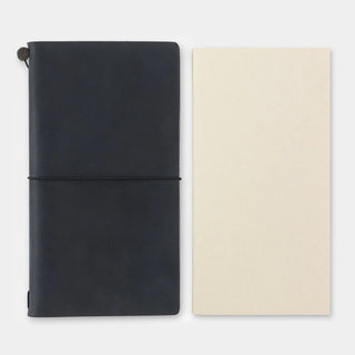 Lightweight paper notebook with elastic wrap, black and beige covers shown side by side.