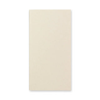 Lightweight paper notebook closed with a beige cover and plain front.