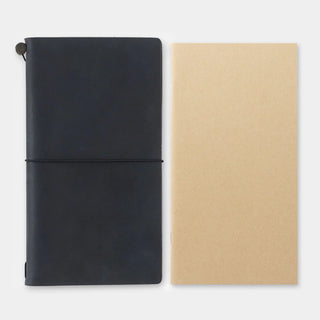 Pair of notebooks: dark elastic-banded cover and kraft paper cover