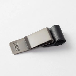 Traveler's notebook 016 pen holder with black leather wrap and card holder