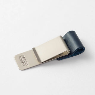 Traveler's notebook 016 pen holder with blue leather wrap and card holder