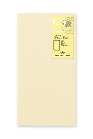 Cream Traveler's notebook with blank MD paper, front label and 64 pages