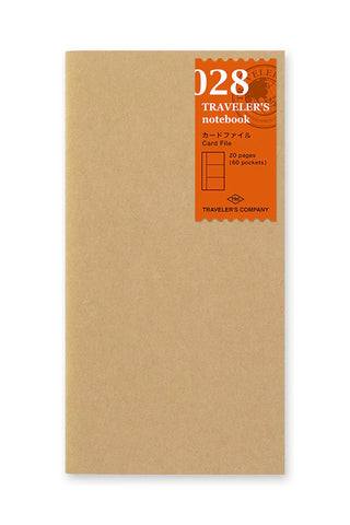 Tan card file insert for Traveler's notebook 028, front label and card slots