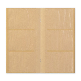 Tan card file insert back panel with embossed seams and slot openings