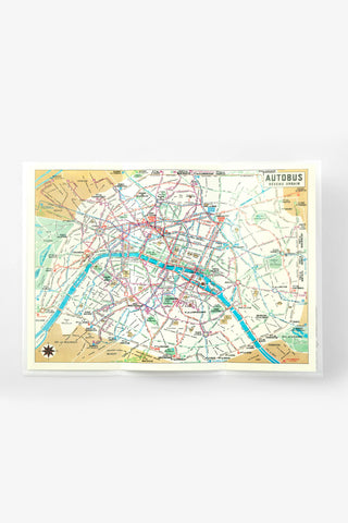 Trifold clear file insert with city map print and blue transit line for Traveler's notebook