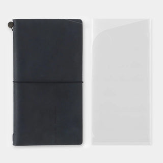 Traveler's notebook trifold clear file, black and white covers with clear pocket