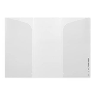 Traveler's notebook trifold clear file, three-panel clear sleeves on white backing