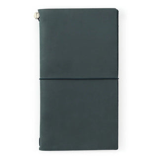 Dark blue Traveler's notebook with elastic closure and corner clasp