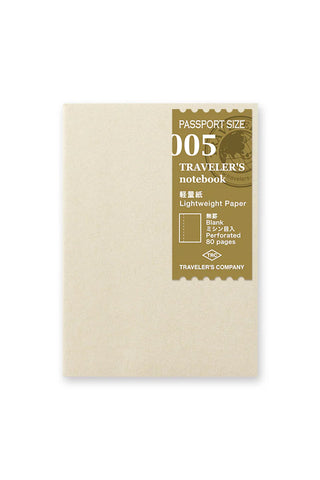 Passport-size notebook, beige cover with gold 005 title label