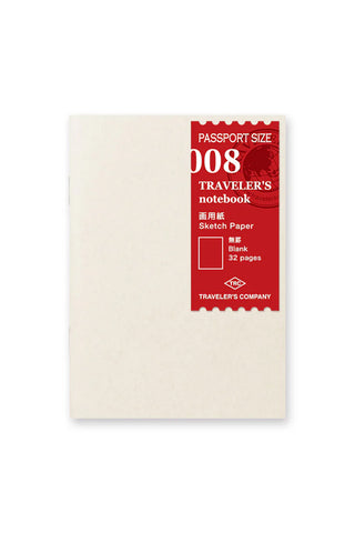 Passport-size sketch notebook with red label, cream cover by Traveler's Company