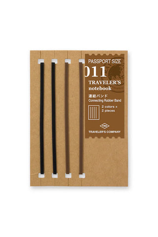 Passport size binding bands set on kraft card: multiple black and white bands