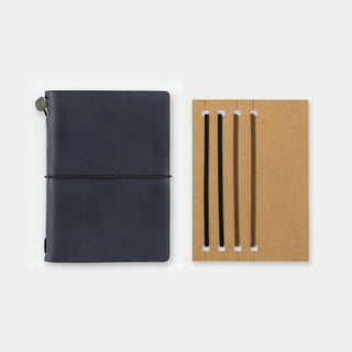 Passport notebook with black cover and matching black elastic binding bands set