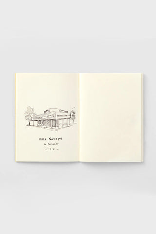 TRAVELER'S notebook cream blank paper insert opened, small line building graphic