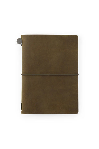 TRAVELER'S passport olive notebook with elastic strap closure