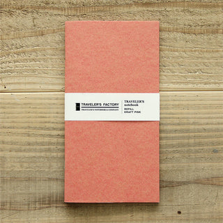 Pink Traveler's Factory kraft notebook refill with label at the center