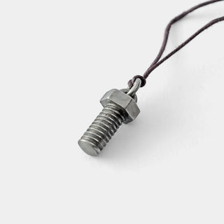 Pewter bolt charm with braided cord loop