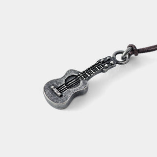 Pewter ukulele charm on metal chain link