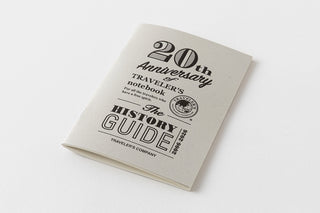 Stacked white insert with “20th Anniversary” header and “THE HISTORY GUIDE” title
